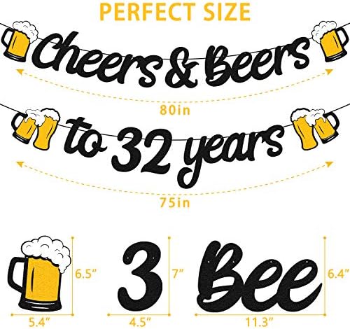 Весели и пива до 32 -ти години Банер 32 -ти роденденски украси Навивања до 32 години Банер за мажи жени 32 -ти роденденски позадина