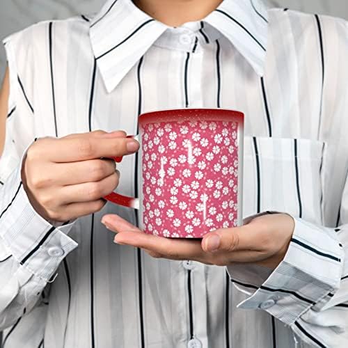 Moliae Цвеќиња Текстура розова печатена чаши за топлина, чувствителна боја, промена на керамичко кафе, чаша за чај од млеко, подарок за роденден