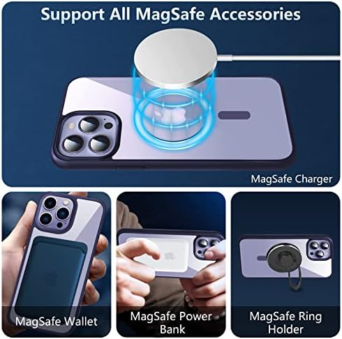 Mgnaoi Магнетни Јасно за Iphone 12 Pro Max Случај Компатибилен Со Magsafe[Не-Пожолтување] [Воена Одделение Тестирани] Хард КОМПЈУТЕР Со Меки