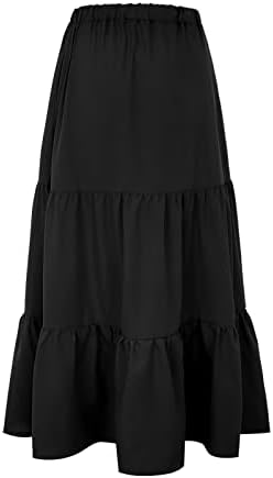 Плетирани проточни миди здолништа за жени летни обични бохо здолништа со џебови цветно миди здолниште со високи половини за замав