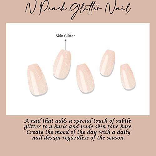Nail Nail Muzmak N Peach Glitter) 36pcs налепници за налепници за нокти