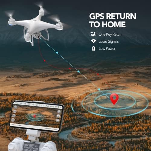Потензичен Т25 беспилотно летало со камера за возрасни, 2K GPS FPV камера со ранец, 3 батерии, автоматско враќање дома, следете