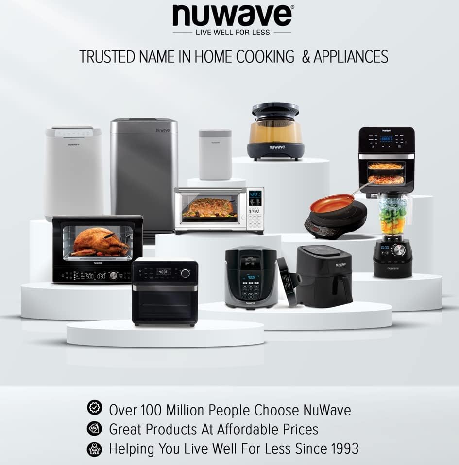 Nuwave PIC Flex, 45 Temps од 100 ° F до 500 ° F, 3 Watt Settings 600, 900 & 1300W, 6,5 ”калем за греење, индукција за готвење, совршени