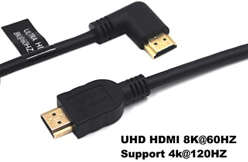 Kework 2 Стапки Ултра HD HDMI 8k Кабел, 90 Степен Лево Агол HDMI 2.1 Верзија Машки До Машки Кабел Со Голема Брзина Штит За Xbox TV PS4
