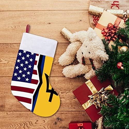 Американско и знамето на Барбадос, Божиќно виси порибување, симпатична Дедо Мраз за украси за украси на Божиќ, украси подароци