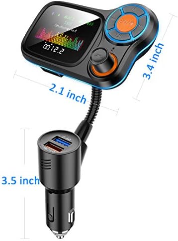 Adapter Bluetooth Bluetooth Bluetooth Car, Radio FM Transmitters Handsfree Call Call и MP3 Music/App Audio Play, QC3.0 и Smart 2.4A Dual USB
