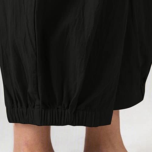 yoeasy lineенски постелнина глужд каприс панталони лабави удобни салон еластични панталони за половината со џебови