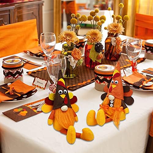 Halogate Fall Денот на благодарноста gnome украси, 2 парчиња слатки рачно изработени г -дин и г -ѓа есен мисирка шведска том gnomes плишани