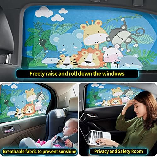 Movinpe Car Window Shade for Baby, 2-пакувања за дишење на задните прозорци, универзални нијанси на сонце, топлина и УВ блок, штит за приватност