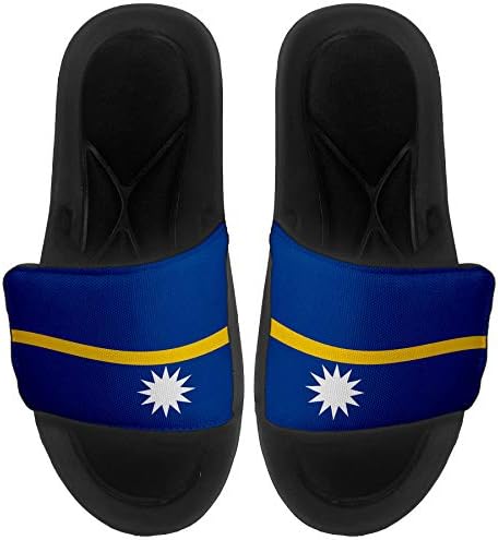 ExpressItbest Pushioned Slide -On сандали/слајдови за мажи, жени и млади - Знаме на Науру - знаме на Науру