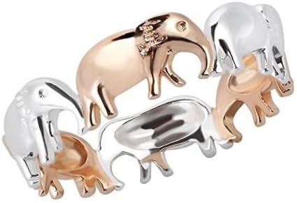 Lertchai Fashion Women 925 Silver Silver Animal Ring Thone 18K Rose Gold Cute Lauck Elephant