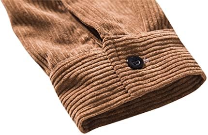 Менсифу-GJ Менс Долги ракави кошули со цврста боја копче надолу со ребрести есенски врвови лесни обични топла јакна за шетање