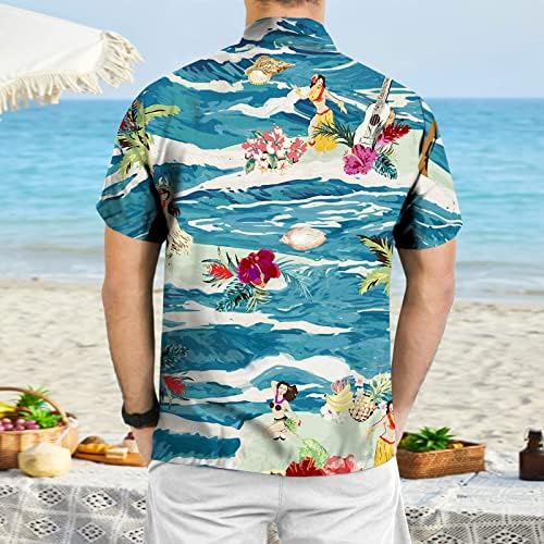 Ubst 2022 Нови кошули за хавајски хавајски кошули, летно копче за краток ракав надолу тропски цветни принт опуштено вклопување на кошулата