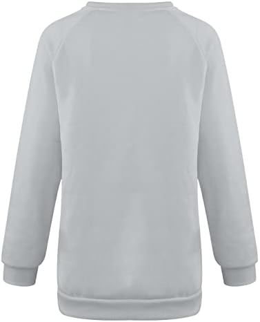 Компарска маичка за жени, женски моден лежерен лесен ракав Божиќен печатен тркалезен пулвер, џемпери на врвни блузи