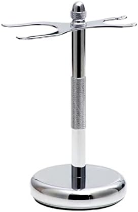 Rockwell Razors Shave Stand in Gunmetal Chrome | Дизајнирано со тешка, анти-лизгачка база за да се одржи безбедносен брич и четка за бричење | Ги штити вашите алатки за бричење од вода и ј?