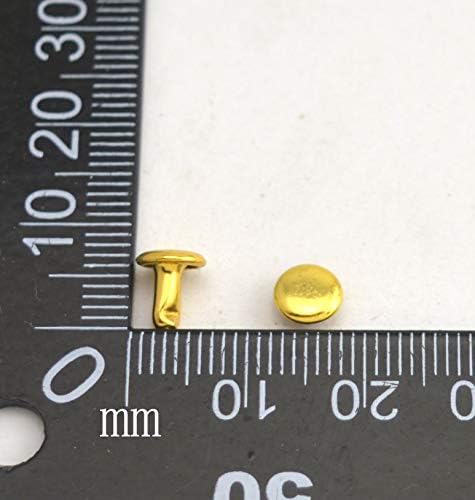Wuuycoky Златно двојно капаче од кожени кожени метални метални метални капачиња 6мм и пост 8мм пакет од 300 комплети