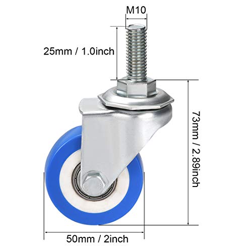 uxcell Вртливи Тркала Стп Тркалце 2 Инчен Диа Сино Тркало М10 х 25мм Навој Стебло 132lb Капацитет, 4 парчиња