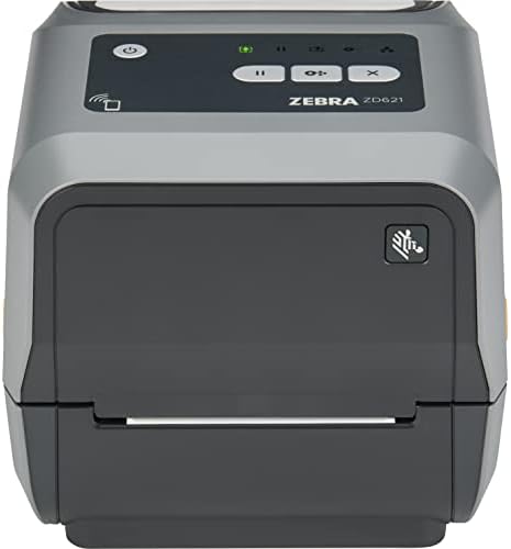Зебра ZD621 300 DPI Термички трансфер и директен термички десктоп печатач, ширина на печатење 4.27 инчи, Ethernet Bluetooth USB сериски