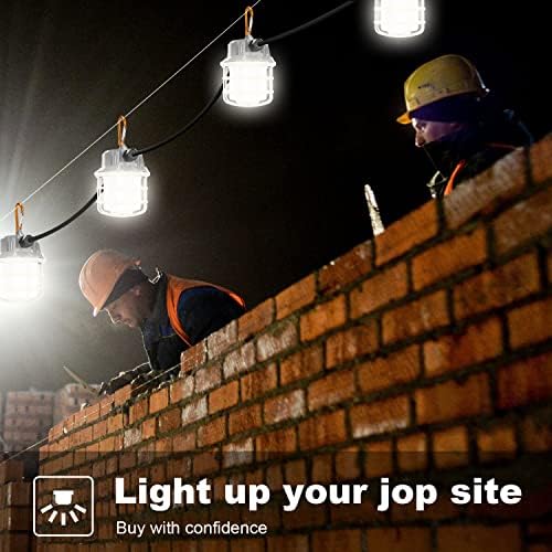 NS 50ft градежни светла 75W 7500lm LED жица светла за индустриска оценка Најдобро за градежни места, реновирање, рудничка пештера,