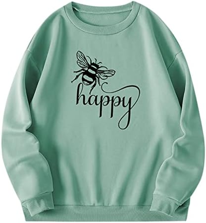uikmnh жени џемпери пчела обична зимска екипа врат со долги ракави, џемпер за џемпер