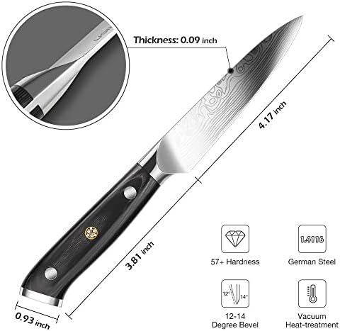 4-инчен нож за паркирање и 7-инчен сет за месо од месо ， висок јаглерод германски не'рѓосувачки челик EN1.4116 Ултра остар зеленчук