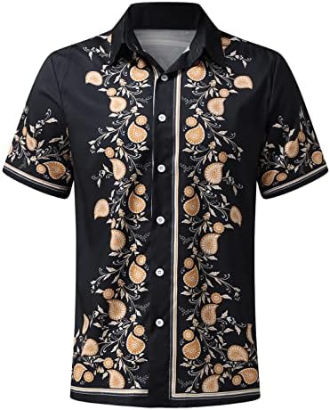 Менс хавајски поставува мажи летен моден костум за печатење за печатење за слободно време, сет на хавајски плажа кошула кратка случајна