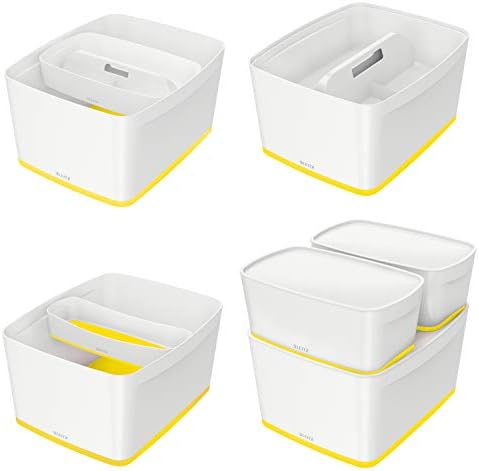 Кутија за складирање на Лајц 18 литри со капак, водоотпорен, бел/жолт