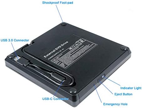 2-ВО-1 USB-C Надворешен Blu-ray Режач, ЗА HP Dell Lenovo Asus Acer Msi Alienware Apple Gaming Лаптоп Компјутер, Пренослив 6X 3D BD-R BD-ПОВТОРНО