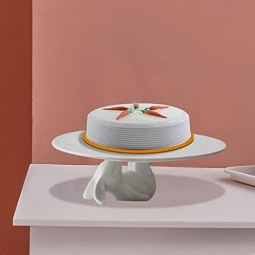 Контејнери За Храна зеродеко 1 Комплет Штанд За Прикажување Торта За Зајаци Со Купола Керамички Чинии За Десерти За Зајачиња Новогодишна