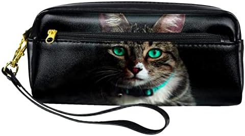 Animalивотинска мачка зелена очи за молив за очи, кутија за пенкало за тинејџери за канцелариски држач за чанти сочинуваат торбичка за торбичка