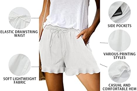 Само женски женски обични шорцеви влечејќи еластични половини, летни шорцеви, удобни џебни панталони