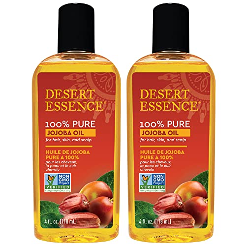 Пустинска суштина чисто масло од јојоба - 4 fl Oz - Пакет од 2 - есенцијално масло за нега на коса и кожа - сите типови на
