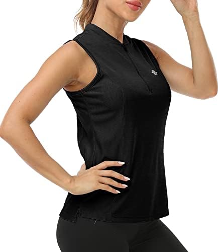 Тениски кошули без ракави за женски кошули за голф за жени Брзо суво UPF 50+ Сонце за заштита од сонце маици со патент со патент