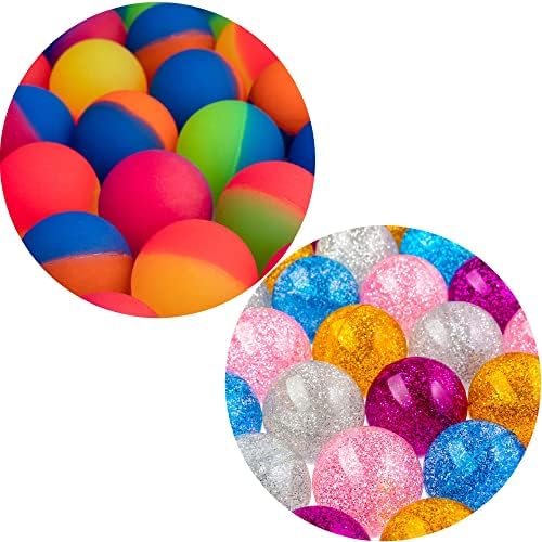 Влезни топки со жив - сјајни отскокнувачки топки Масовни и ледени топчиња со отскокнување - 25 парчиња од секоја боја - голема топка