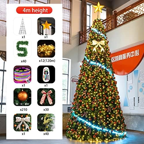 FIFOR Зимско вештачко Божиќно дрво, 9,8-39.4ft Голема новогодишна елка со LED и мешани украси, за трговски центри во затворен