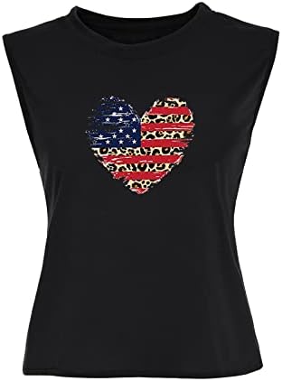 Американско знаме елек за жени летна рунда маица без ракави на вратот Ден на независност на 4 јули на 4 -ти јули за тинејџерска девојка