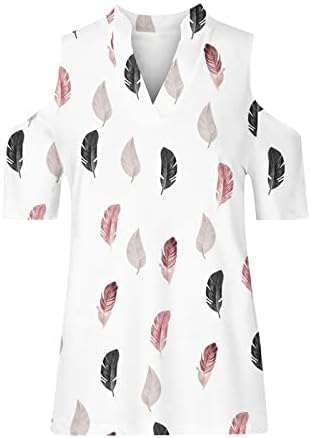 ЛАДНИ Блузи ЗА Рамо ЛАДИГАСУ За Жени Секси Обични Кошули За Вратот Хенли В Цветни Печатени Летни Блузи Со Кратки Ракави