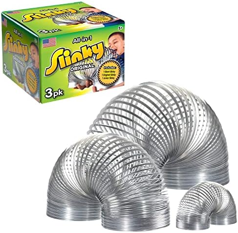 Оригиналниот Пакет Играчки Fidget На Брендот Slinky®: 1 Џин, 1 Класичен И 1 Слинки Помлади Одење Метални Пролетни Детски Играчки