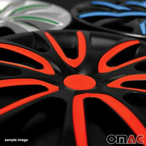 ОМАК WHEEL RIM COVER HUBCAPS | Додатоци за автомобили 15 инчи ОЕМ стилови на центри со 4 компјутери поставени | Автоматско замена на гуми за надворешни капаци црно со