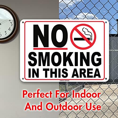 Simplee Signage Нема знак за пушење 10 x 7 Дебелина .055 пластика, без знаци за пушење за бизнис, без знаци за пушење за дома