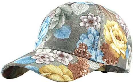 Обични жени мажи на отворено памук бејзбол капачиња Прилагодливи сончеви ставови капачиња модни цвеќиња печатени капа за сончање на сончање