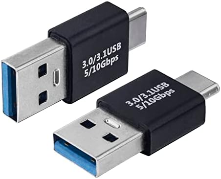 Boobrie 2-Pack Type-C машки до USB3.0 машки адаптер USB C до USB A 5G 3A Поддршка за поддршка на конекторот и пренесување на податоци за