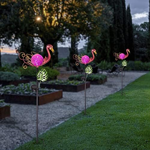 Сончеви градинарски светла на отворено Декоративни - Фламинго соларни удели светла водоотпорни светла на соларни патеки за градина,