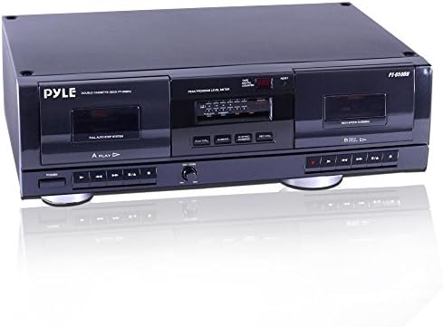 Палуба со лента за касети со двојна касета Pyle - Clear Audio Double Player Scheder System W / MP3 Music Converter, RCA за снимање, даблинг,