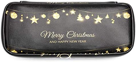 Божиќна златна декорација кожен молив со молив, торба со пенкало со двојна вреќа за складирање торбички за торби за училишна работа,