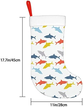 Божиќни чорапи за божиќни шарени мали ајкули со двојно еднострано камин што виси чорапи