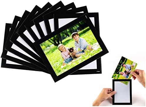 STTMGN магнетски рамки за слики со црна граница, магнет фото рамка џебови/држач за разгледница, украси за дом/канцеларија/училиште/училница/забава