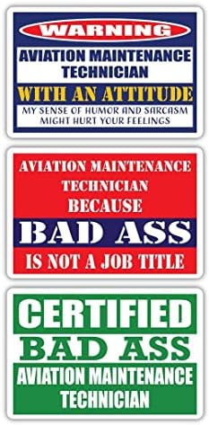 Сертифициран техничар за одржување на авијацијата со лош задник со налепници за став | Смешна окупација Идеја за подарок за кариера во работата