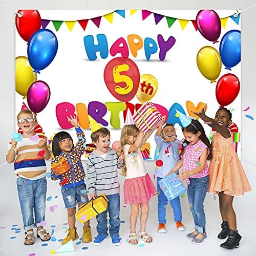 Хамигар 6х4фт Среќен 5-Ти Роденден Банер Позадина - 5 Години Роденден Украси Партија Материјали За Девојки Момчиња Деца-Шарени