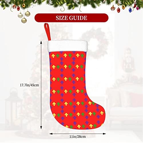 Cutedwarf Mardi Gras Fleur de Lis Cristma Codrings Божиќни украси на дрво Божиќни чорапи за Божиќни празнични забави подароци 18-инчи